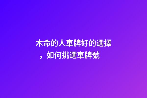 木命的人車牌好的選擇，如何挑選車牌號